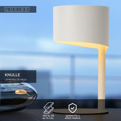 Lucide KNULLE - Lámpara de mesa - Ø 15 cm - 1xE14 - Blanco